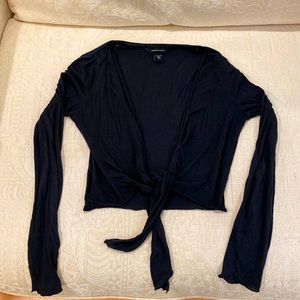 Moda International Black Cotton Wrap Top